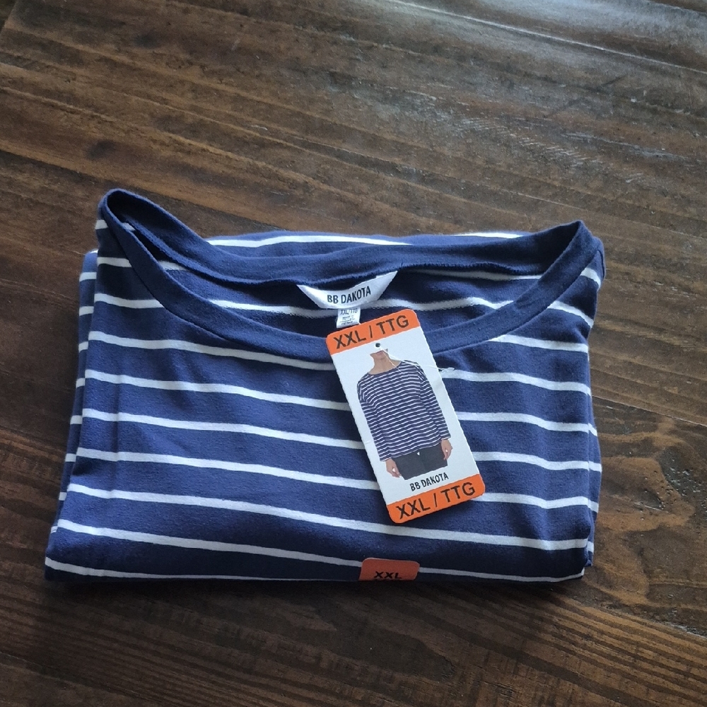 BB Dakota Navy and White Striped Top